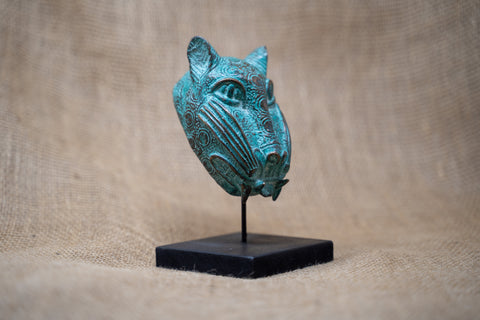 Statue de léopard du Bénin - Bronze 26.4