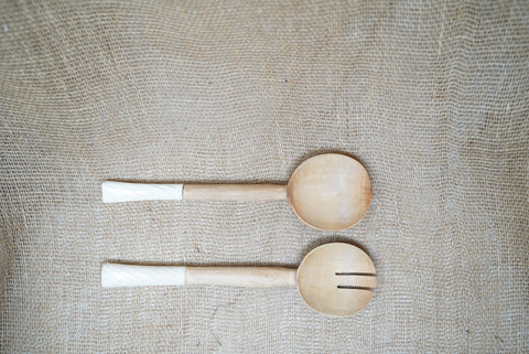 Kenya Salad Servers with Bone Inlay 58