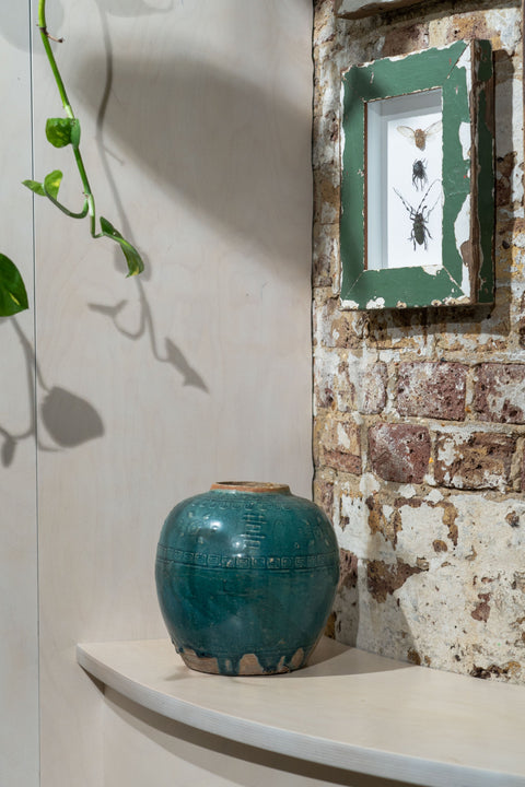 Vieux pot asiatique bleu n° 1