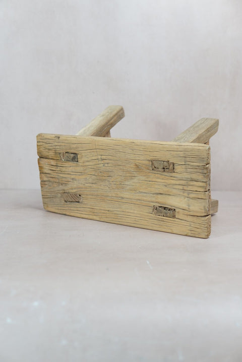 Vintage Rustic Elm Wood Stool - Square - 29