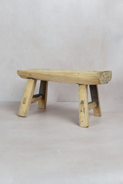 Vintage Rustic Elm Wood Stool - Square - 30