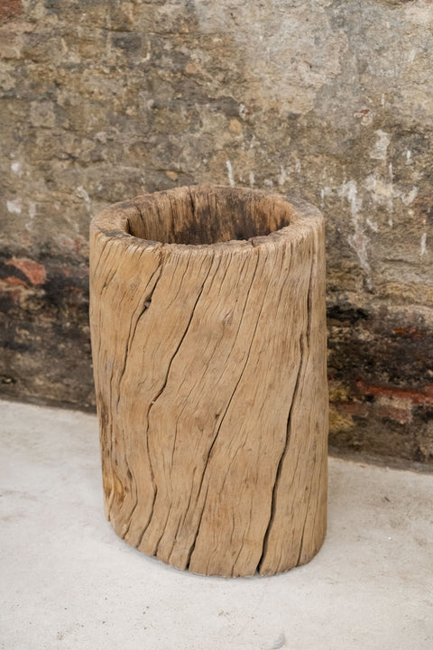 Vintage Elm Asian Wooden Mortar XL