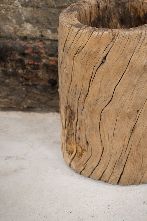 Vintage Elm Asian Wooden Mortar XL