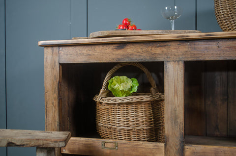 Antique Solid Pine Open Shelving Kitchen Unit