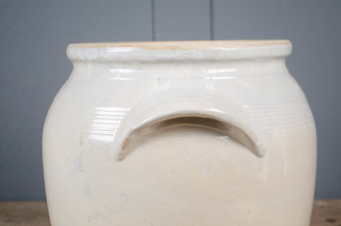 Large French Grey Glazed Stoneware Confit Jar