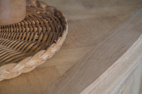 Pale Stripped French Oak Parquet Sideboard