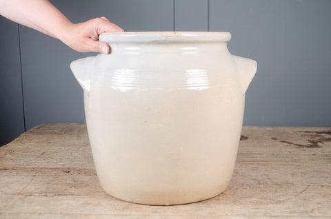 Large French Grey Glazed Stoneware Confit Jar
