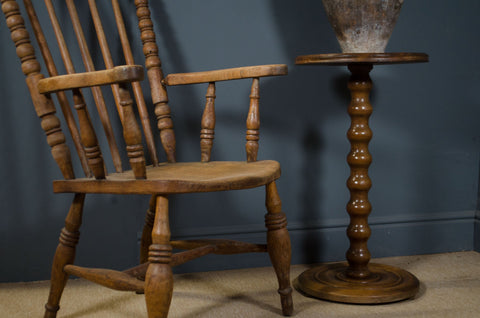 Vintage French Bobbin Turned Jardinière Stand / Side Table