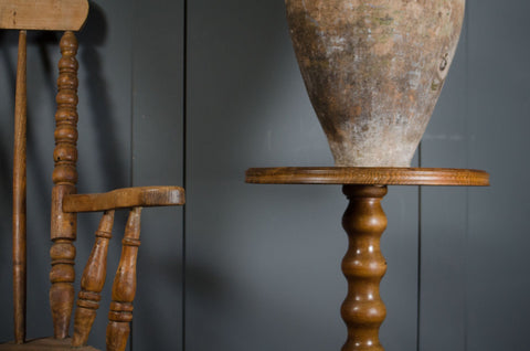 Vintage French Bobbin Turned Jardinière Stand / Side Table