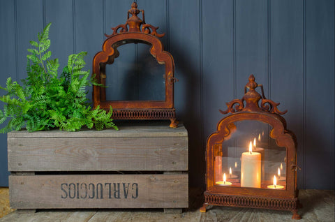 Glass lantern terrarium - Rusty or Zinc