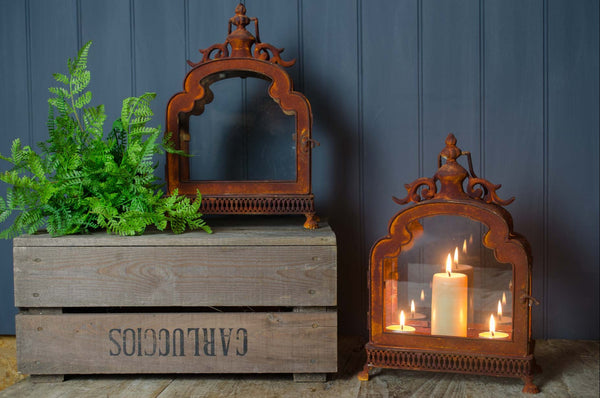 Glass lantern terrarium - Rusty or Zinc
