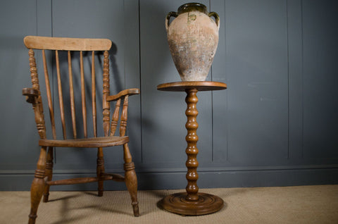 Vintage French Bobbin Turned Jardinière Stand / Side Table