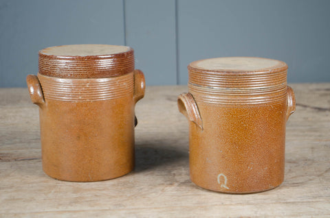 French Salt Glazed Stoneware Confit Jar with Lid