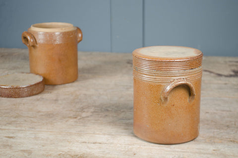 French Salt Glazed Stoneware Confit Jar with Lid