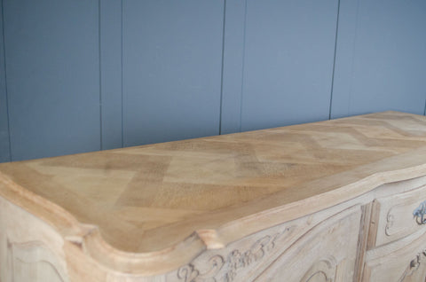 Pale Stripped French Oak Parquet Sideboard