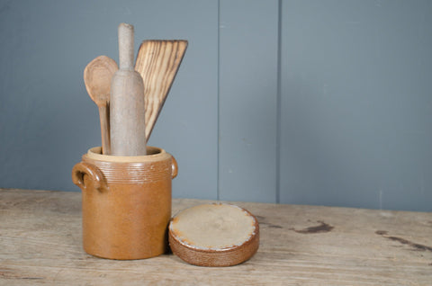 French Salt Glazed Stoneware Confit Jar with Lid