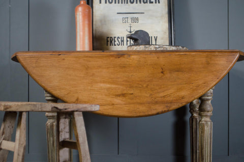 Antique French Oak Drop Leaf Kitchen Table