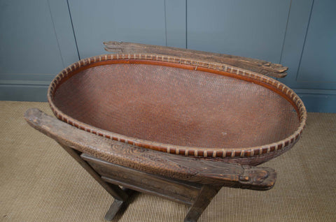 Antique Hand Woven Japanese Cradle Basket