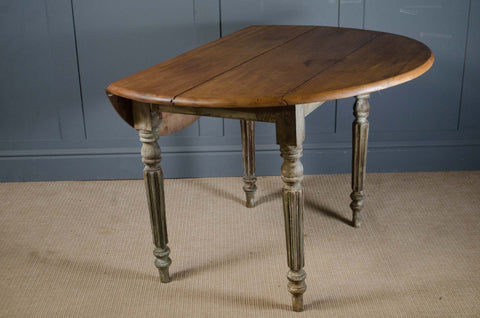 Antique French Oak Drop Leaf Kitchen Table