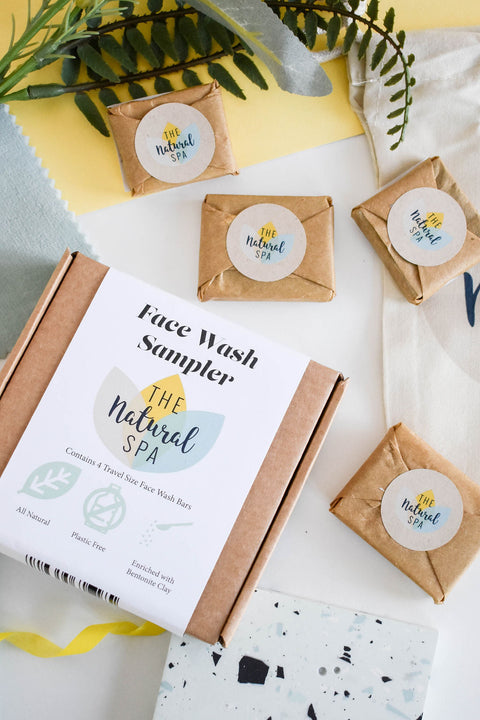 Face Wash Sample Pack | 4 x 15g Natural Facial Cleansing Bars | Vegan, Plastic-Free Skincare | Perfect Travel & Trial Set