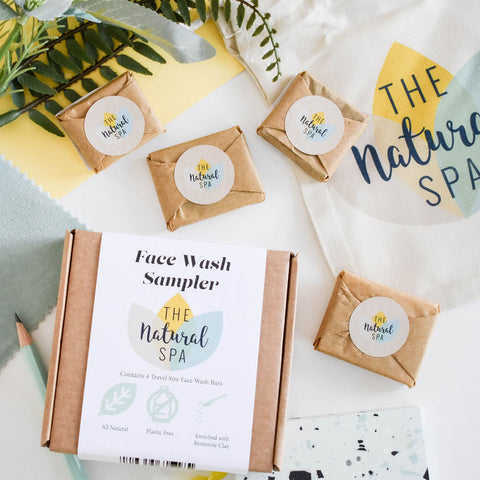 Face Wash Sample Pack | 4 x 15g Natural Facial Cleansing Bars | Vegan, Plastic-Free Skincare | Perfect Travel & Trial Set