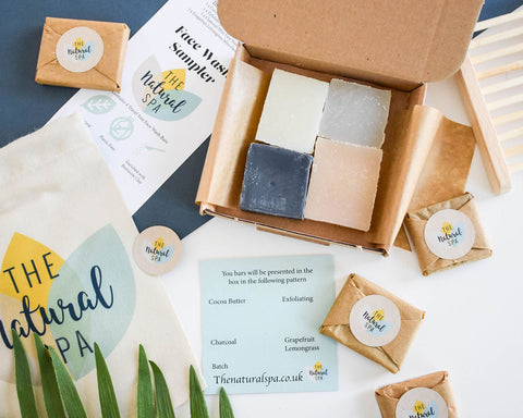 Face Wash Sample Pack | 4 x 15g Natural Facial Cleansing Bars | Vegan, Plastic-Free Skincare | Perfect Travel & Trial Set