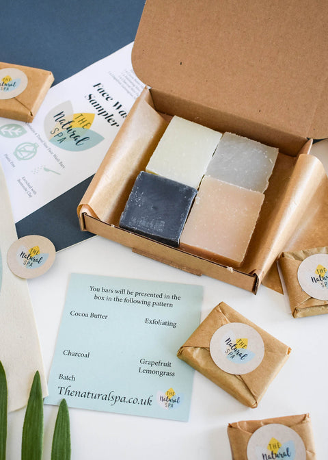 Face Wash Sample Pack | 4 x 15g Natural Facial Cleansing Bars | Vegan, Plastic-Free Skincare | Perfect Travel & Trial Set