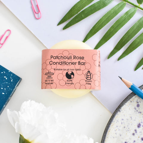 Patchouli Rose Solid Conditioner Bar | Natural Hair Conditioner for Dry, Damaged & Frizzy Hair | Vegan, Plastic-Free Hair Care