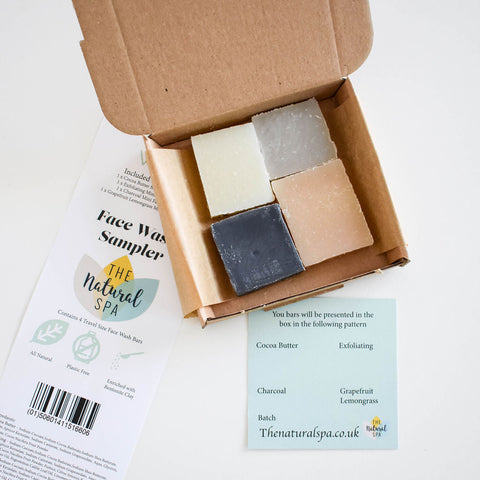 Face Wash Sample Pack | 4 x 15g Natural Facial Cleansing Bars | Vegan, Plastic-Free Skincare | Perfect Travel & Trial Set