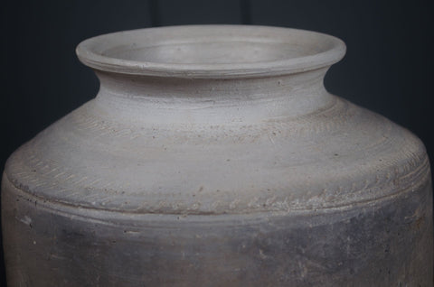 Hand thrown grey clay water pot