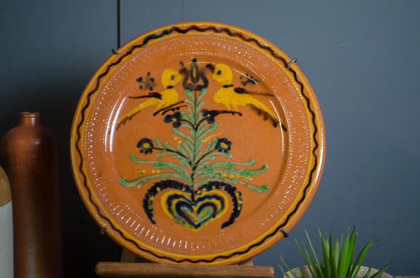 Vintage French Folk Art Terracotta Platter