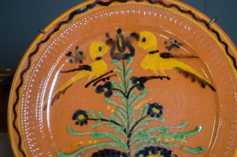 Vintage French Folk Art Terracotta Platter
