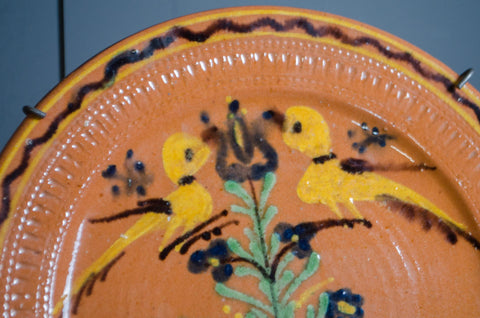 Vintage French Folk Art Terracotta Platter