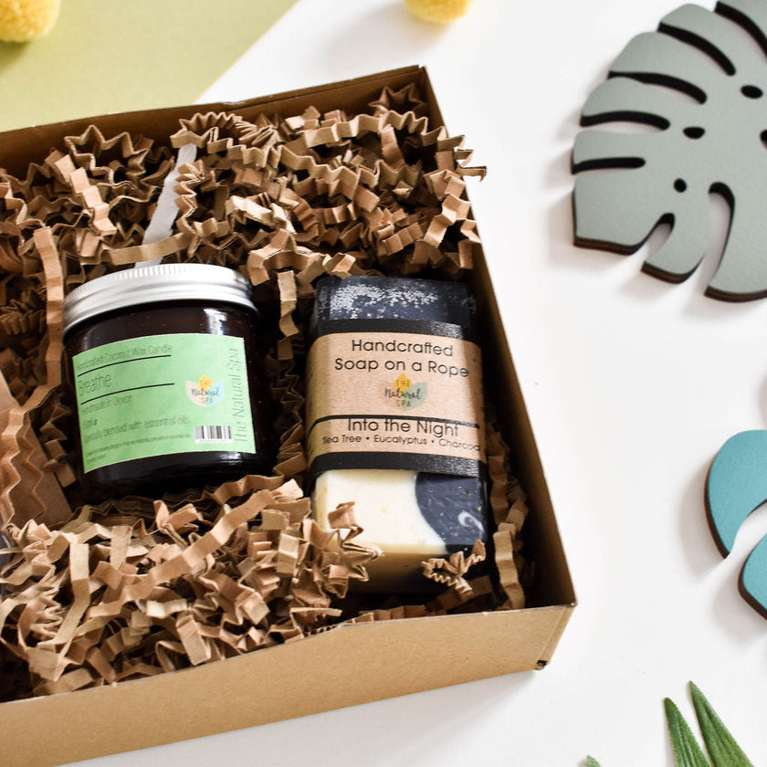 Breathe At Home Spa Set | Eucalyptus, Rosemary & Peppermint Bath & Body Gift | Natural Self-Care Kit