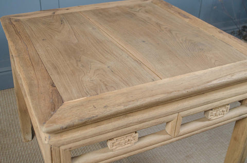 Small Chinese Elm Coffee Table with carved Apron