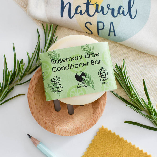 Rosemary & Lime Solid Conditioner Bar | Natural Hair Conditioner for All Hair Types | Vegan, Plastic-Free Hair Care