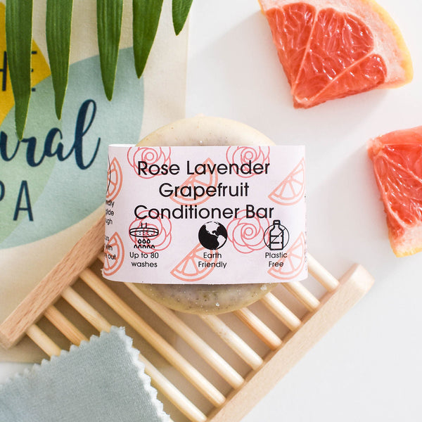 Rose, Grapefruit & Lavender Solid Conditioner Bar | Natural Hair Conditioner for All Hair Types | Vegan, Plastic-Free Hair Care