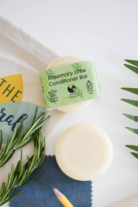 Rosemary & Lime Solid Conditioner Bar | Natural Hair Conditioner for All Hair Types | Vegan, Plastic-Free Hair Care