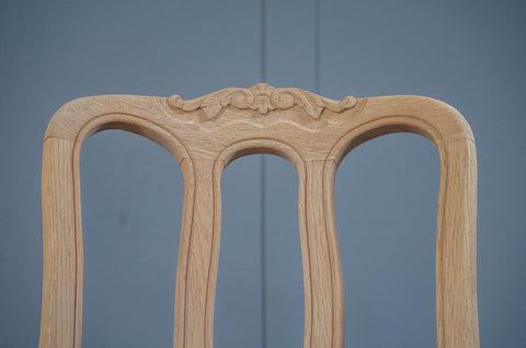 French Extending Oak Parquet Dining Table & Six Rush Seat Chairs