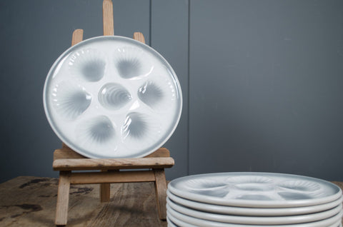 Grey vintage French Oyster Plates
