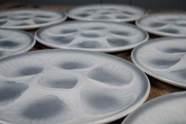 Grey vintage French Oyster Plates