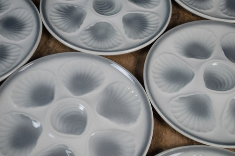 Grey vintage French Oyster Plates