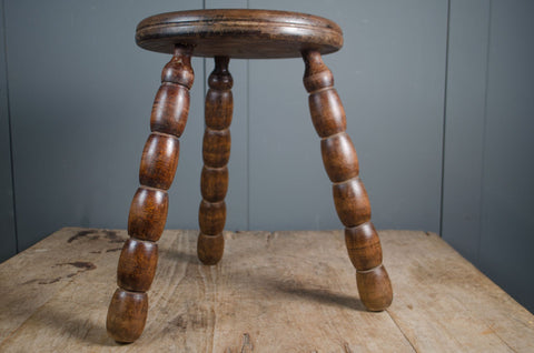 Antique French Bobbin Turned Stool with Button Top