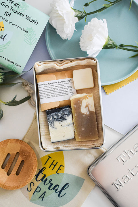 Fresh Mini Travel Wash Kit | Natural “On the Go” Shampoo, Conditioner & Soap Set | Vegan, Plastic-Free Hair Care | Perfect Travel Gift