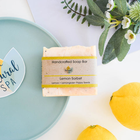 Lemon Sorbet Soap Bar | Lemon, Lemongrass & Poppy Seed Natural Handcrafted Soap | Vegan, Plastic-Free Skincare | 3 Styles Available