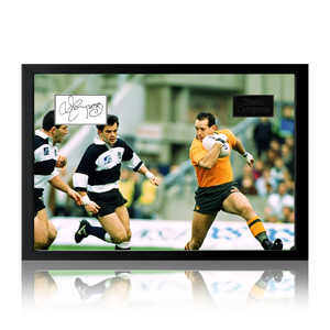 David Campese Signed Australia Rugby Cut Iconic Frame