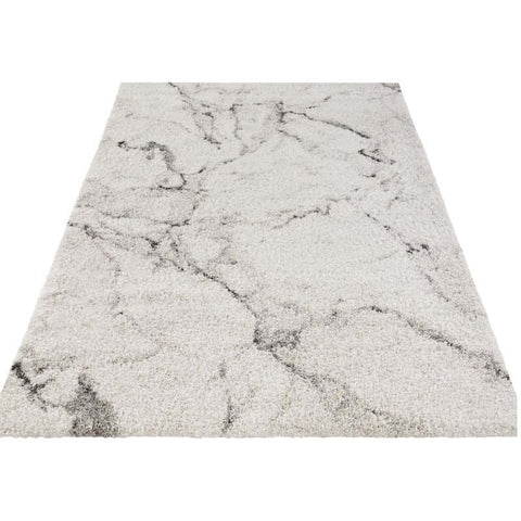 Deep-Pile Velour Abstract Rug Cream Colour