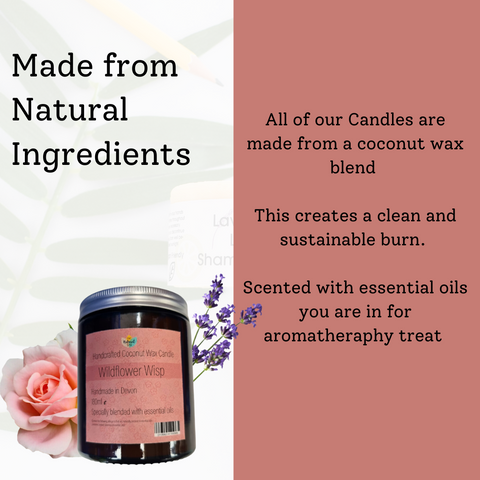 Wildflower Wisp Hand-Poured Coconut Wax Candle | Floral & Natural Aromatherapy | Vegan, Eco-Friendly Candle | 2 Size Options