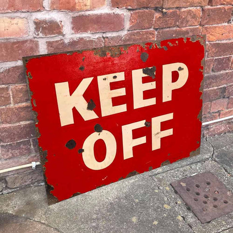 Distressed Rust Effect Red Metal Keep Off Sign