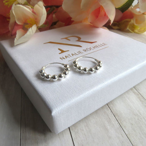 Sterling Silver Mini Bali Ball Hoop Earrings
